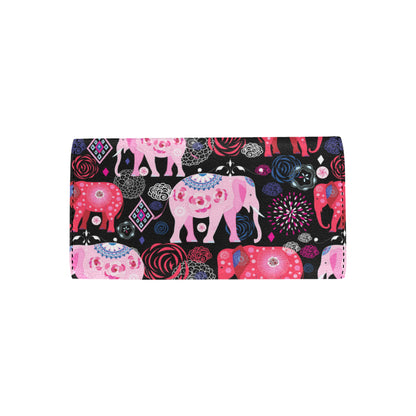 Pink Elephant Pattern Women's Trifold Wallet