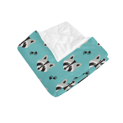 Raccoon Pattern Print Design A01 Premium Quilt