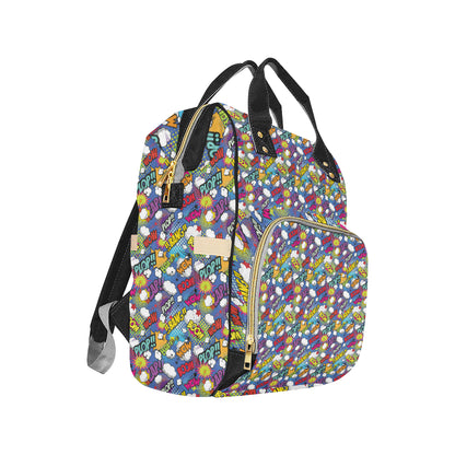 Comic Book Pattern Print Design 02 Diaper Bag Backpack