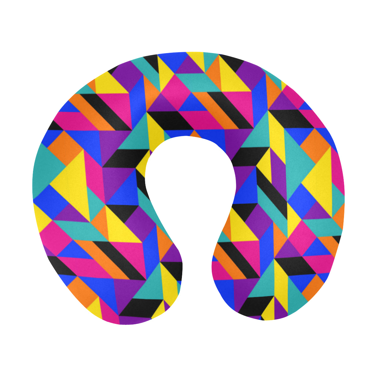 90s Colorful Pattern Print Design 1 U-Shaped Travel Neck Pillow