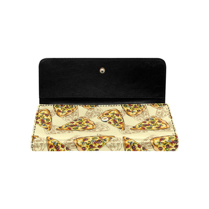 Pizza Pattern Print Design A01 Women's Trifold Wallet