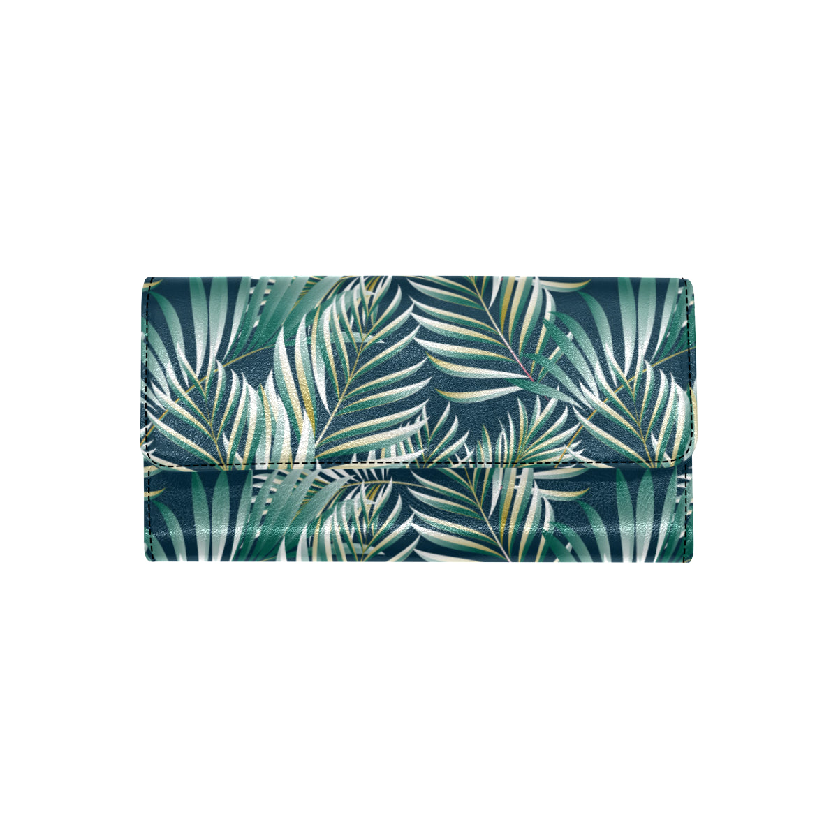 Sun Spot Tropical Palm Leaves hower Curtain Women's Trifold Wallet