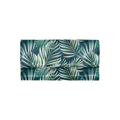 Sun Spot Tropical Palm Leaves hower Curtain Women's Trifold Wallet