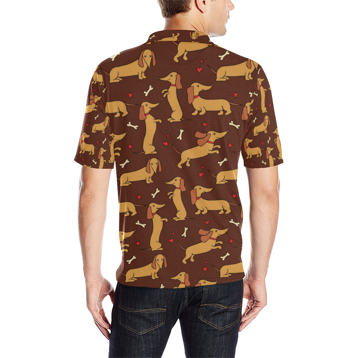 Dachshund Happy Print Pattern Men Polo Shirt