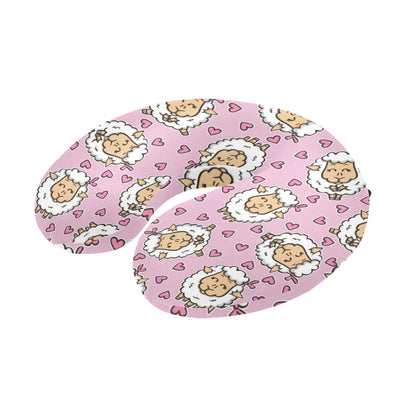Sheep Cute Pattern Print Design 01 U-Shaped Travel Neck Pillow