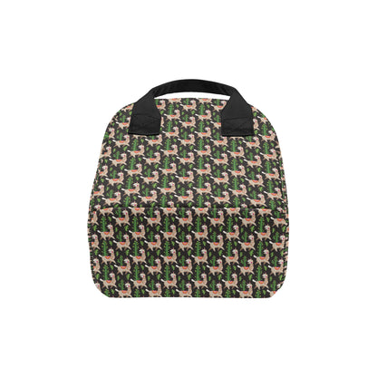 Alpaca Cactus Design Themed Print Insulated Lunch Bag