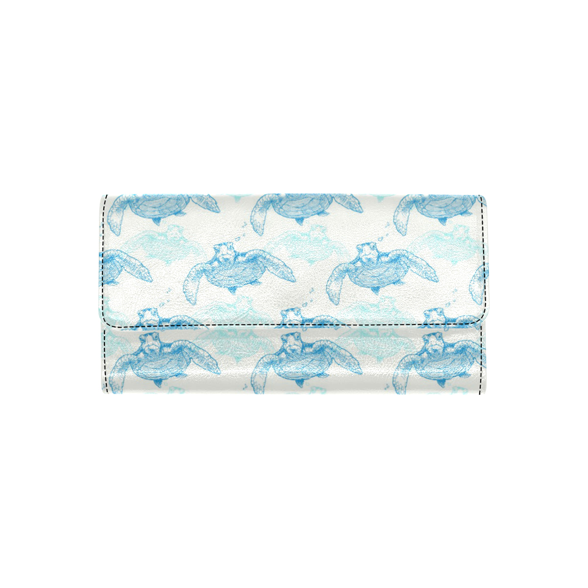 Sea Turtle Pattern Print Design T01 Women's Trifold Wallet