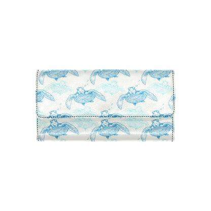 Sea Turtle Pattern Print Design T01 Women's Trifold Wallet