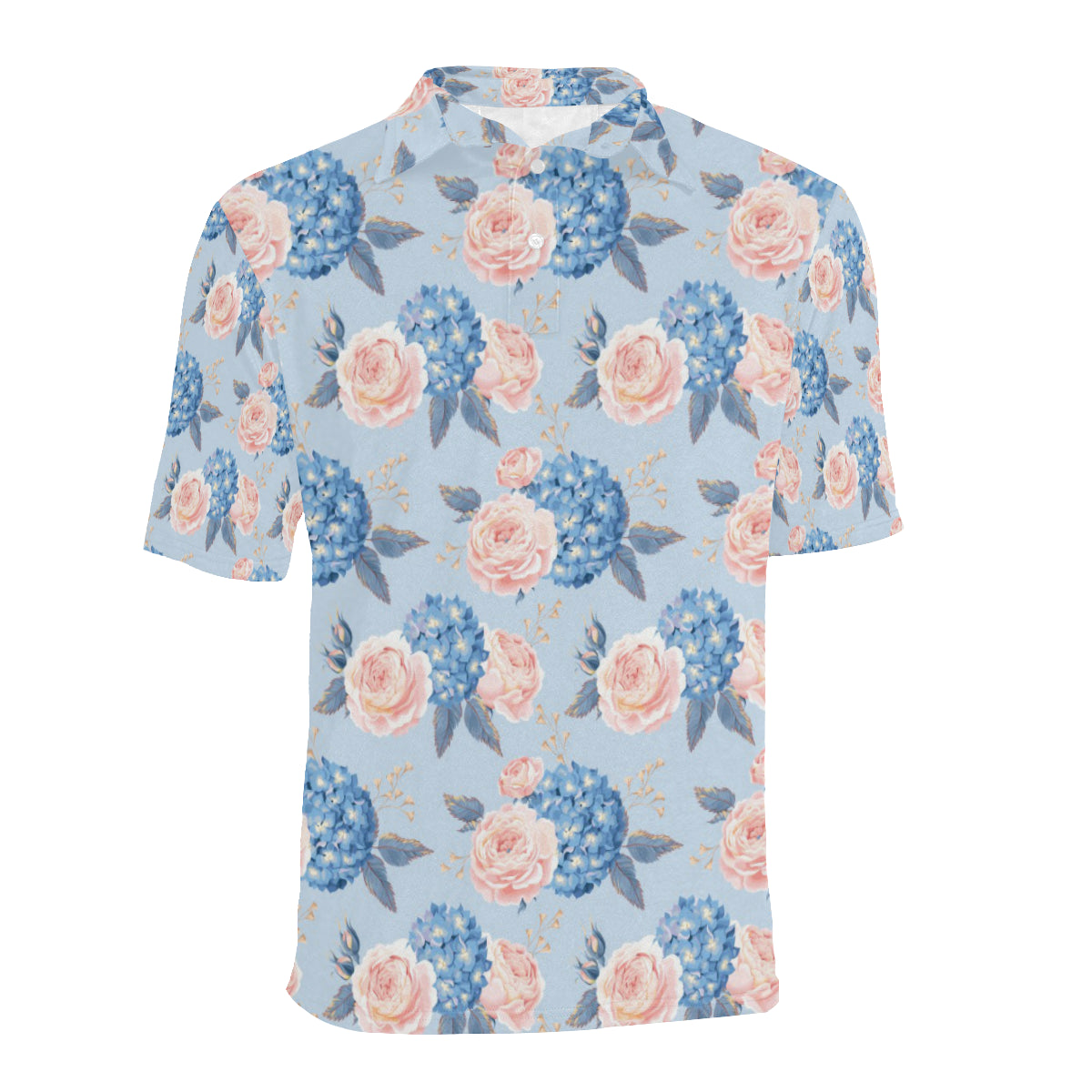 Hydrangea Pattern Print Design HD06 Men Polo Shirt