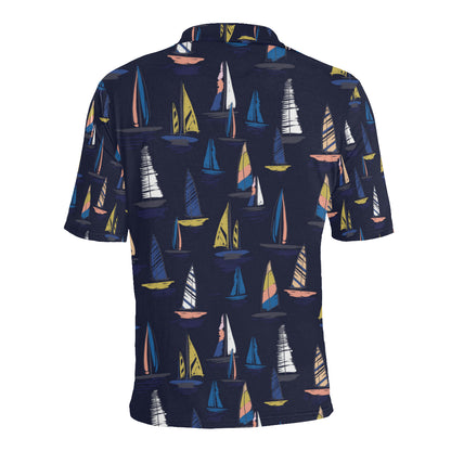 Sailing Ships Pattern Print Design A03 Men Polo Shirt