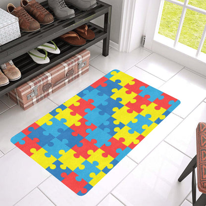 Autism Awareness Puzzles Design Print Rubber Doormat