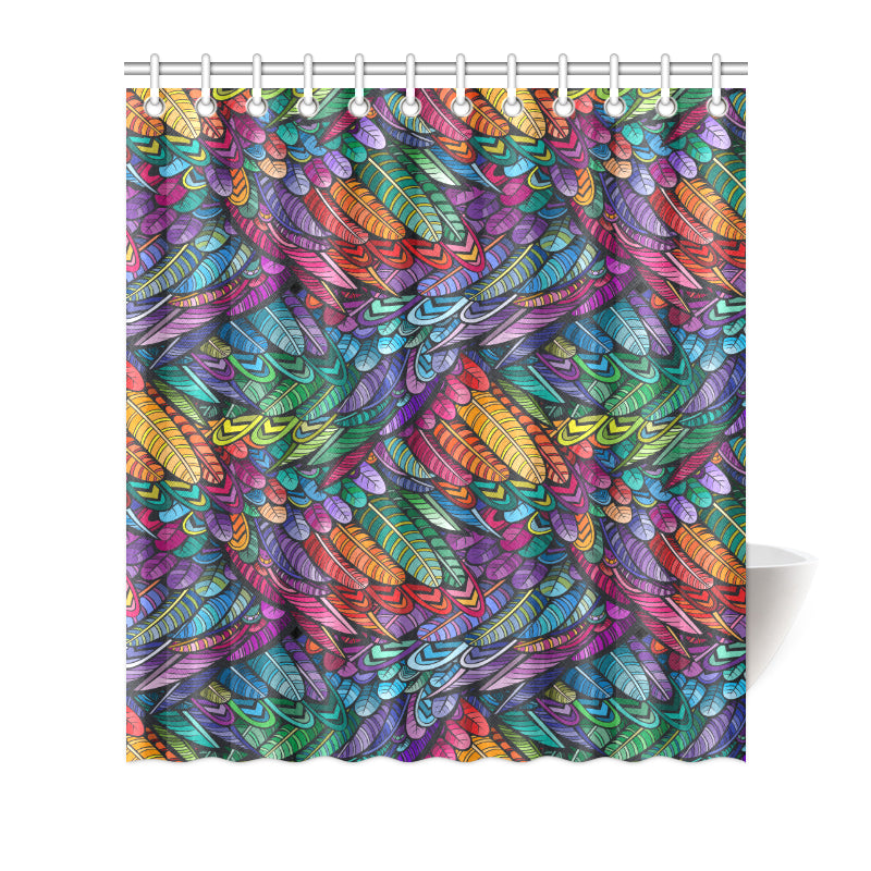 Feather Multicolor Design Print Shower Curtain
