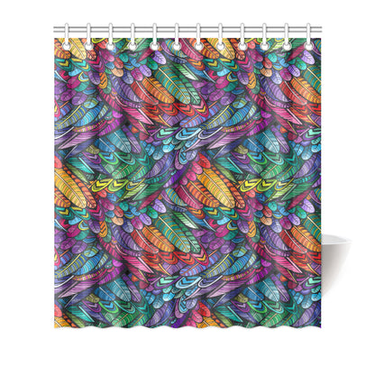 Feather Multicolor Design Print Shower Curtain