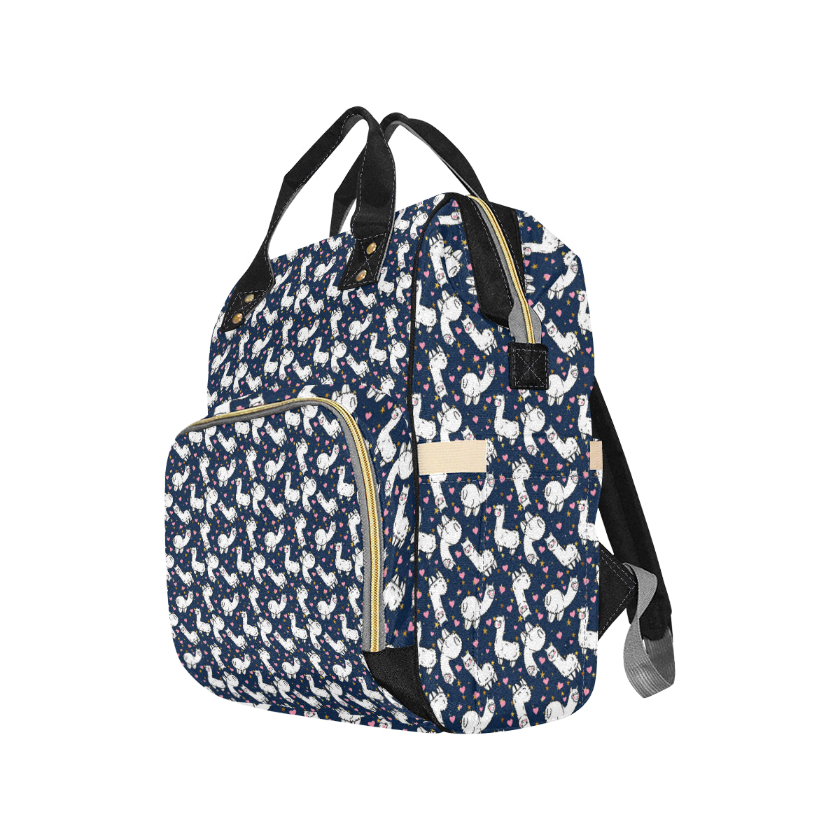 Alpaca Heart Star Design Themed Print Diaper Bag Backpack
