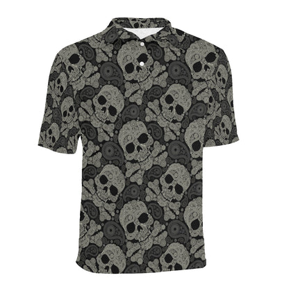 Paisley Skull Pattern Print Design A01 Men Polo Shirt