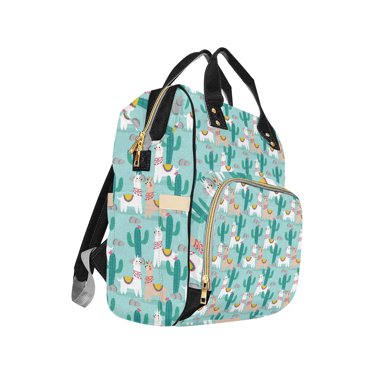 Llama Cactus Pattern Print Design 08 Diaper Bag Backpack