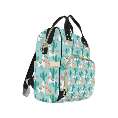 Llama Cactus Pattern Print Design 08 Diaper Bag Backpack