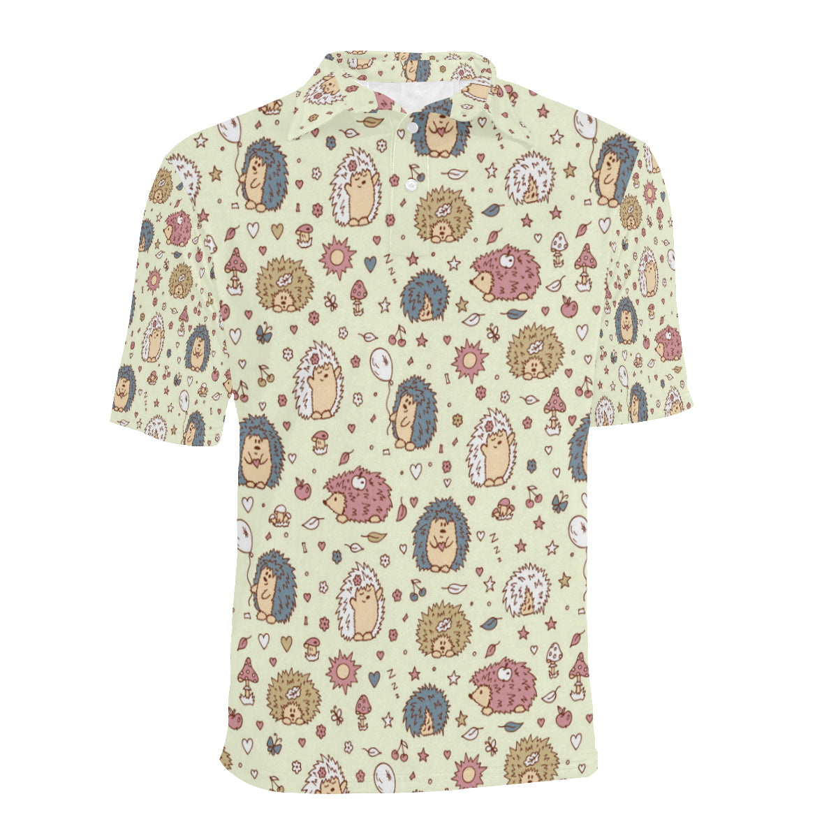 Hedgehog Cute Pattern Print Design 01 Men Polo Shirt