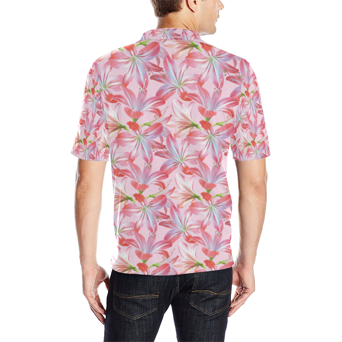 Amaryllis Pattern Print Design 02 Men Polo Shirt