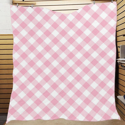 Gingham Pink Pattern Print Design 02 Premium Quilt