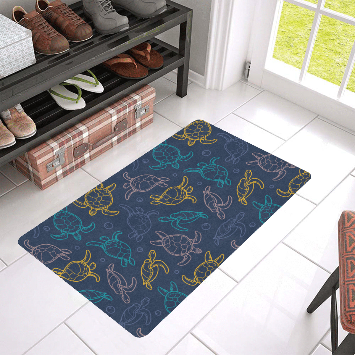 Sea Turtle Baby Print Rubber Doormat