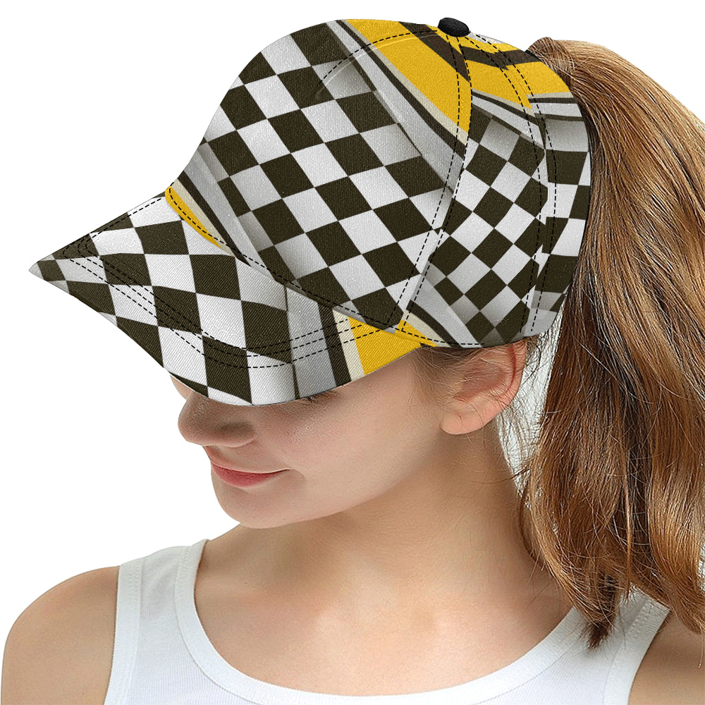 Checkered Flag Racing Style Snapback Cap