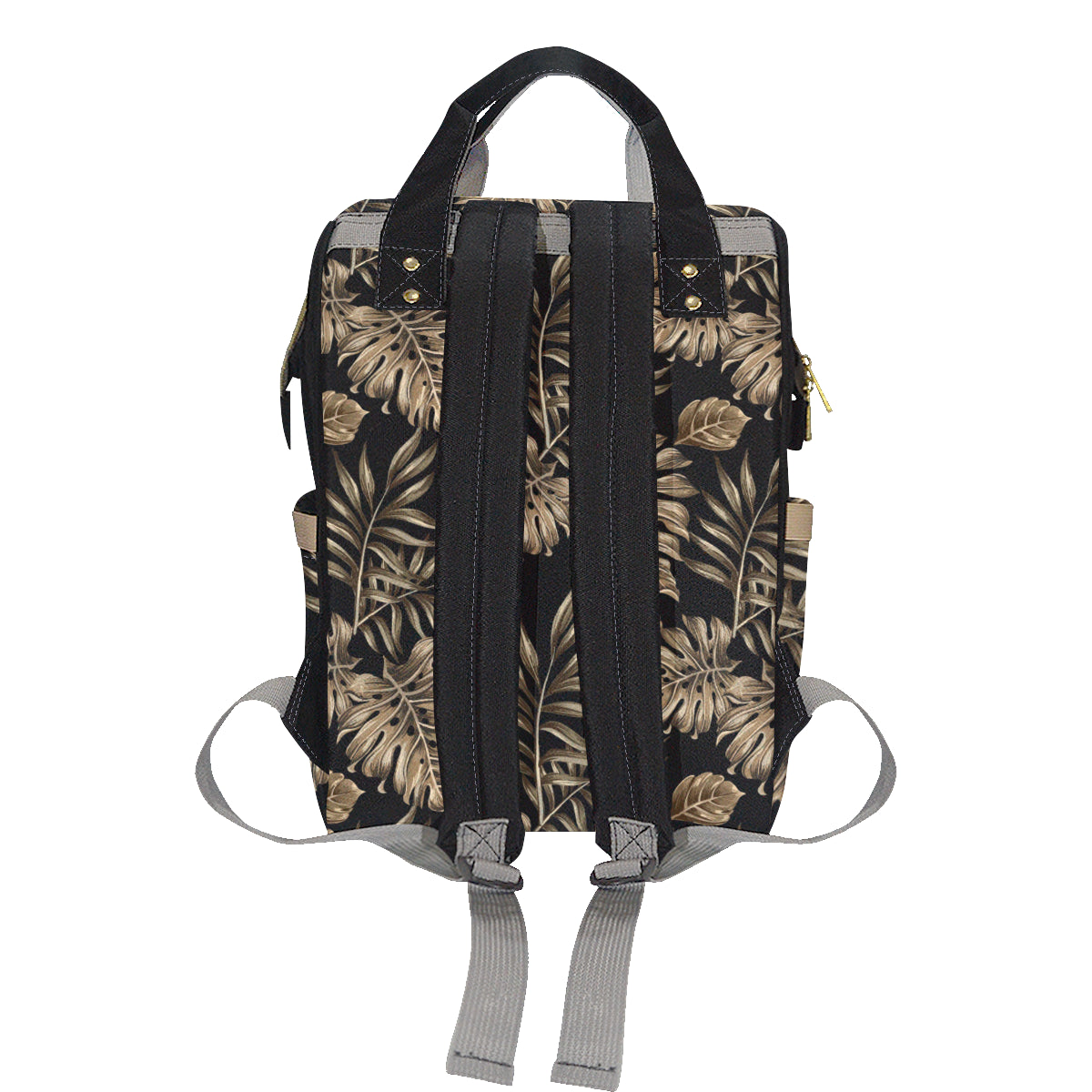 Brown Tropical Palm Leaves Diaper Bag Backpack
