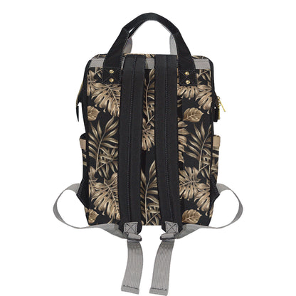 Brown Tropical Palm Leaves Diaper Bag Backpack