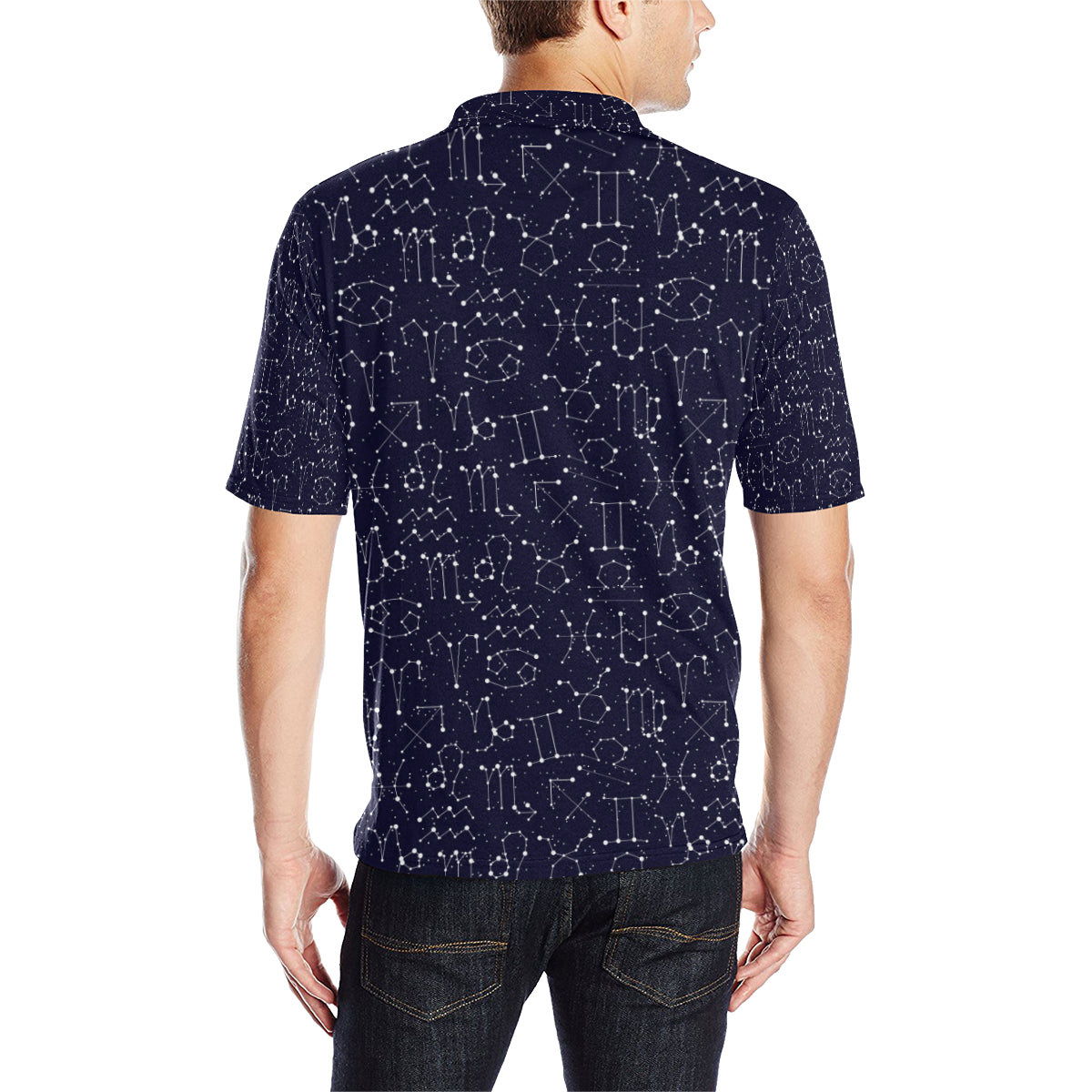 Zodiac Pattern Design Print Men Polo Shirt