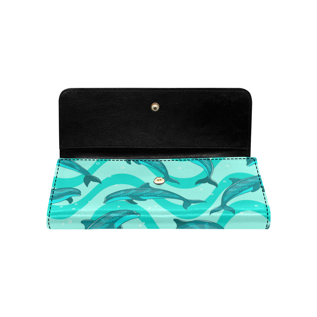 Dolphin Wave Print Women's Trifold Wallet