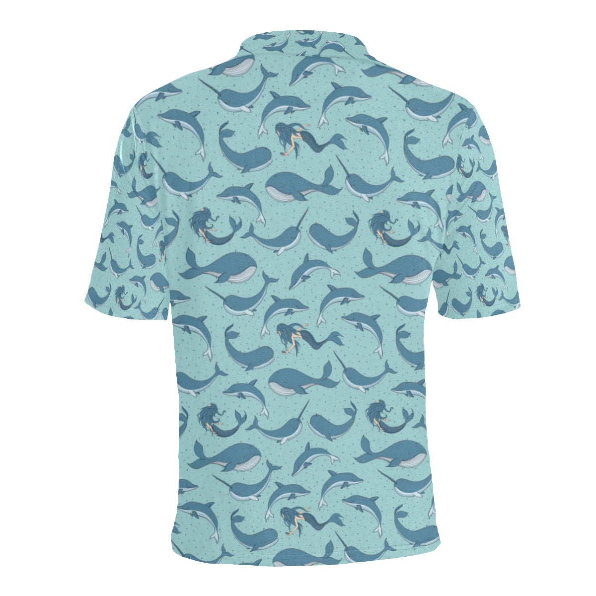 Narwhal Themed Print Men Polo Shirt
