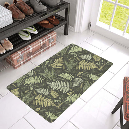Fern Leave Green Print Pattern Rubber Doormat