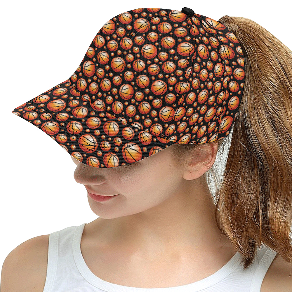 Basketball Black Background Pattern Snapback Cap
