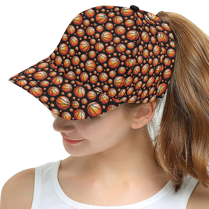 Basketball Black Background Pattern Snapback Cap