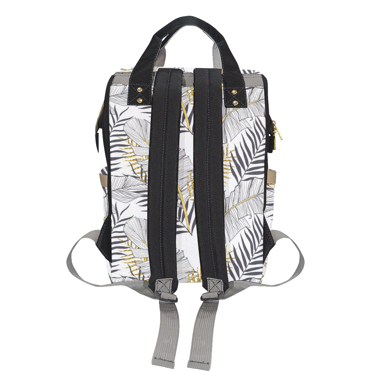 Gold Glitter Tropical Palm Leaves Diaper Bag Backpack