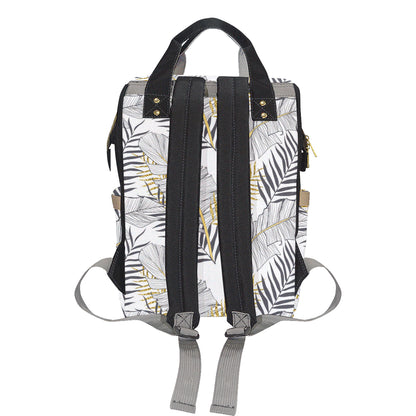 Gold Glitter Tropical Palm Leaves Diaper Bag Backpack