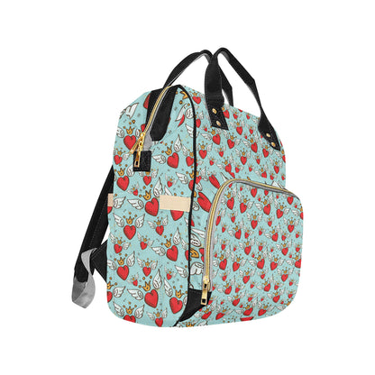 Angel Wings Heart Pattern Print Design 02 Diaper Bag Backpack