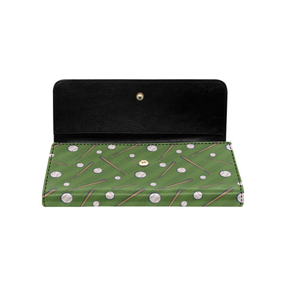 Baseball Pattern Print Design 02 Women's Trifold Wallet