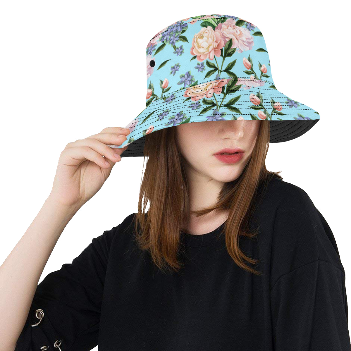 Peony Pattern Print Design PE02 Unisex Bucket Hat