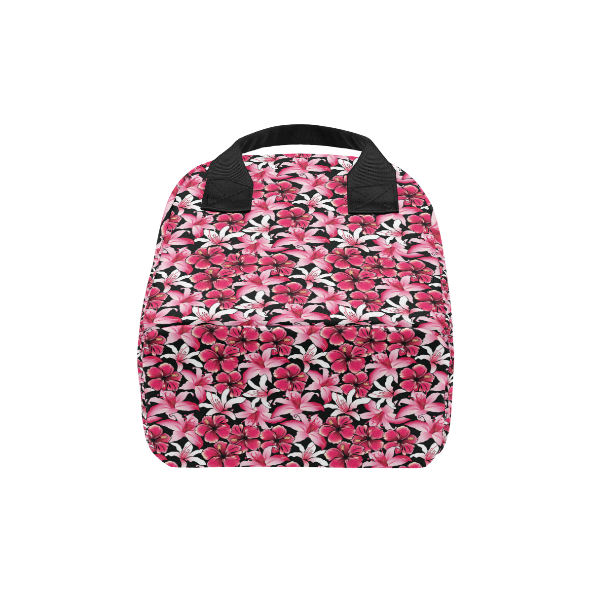 Flower Hawaiian Pink Red  Hibiscus Print Insulated Lunch Bag