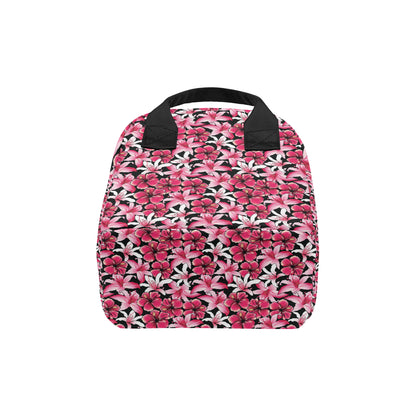 Flower Hawaiian Pink Red  Hibiscus Print Insulated Lunch Bag