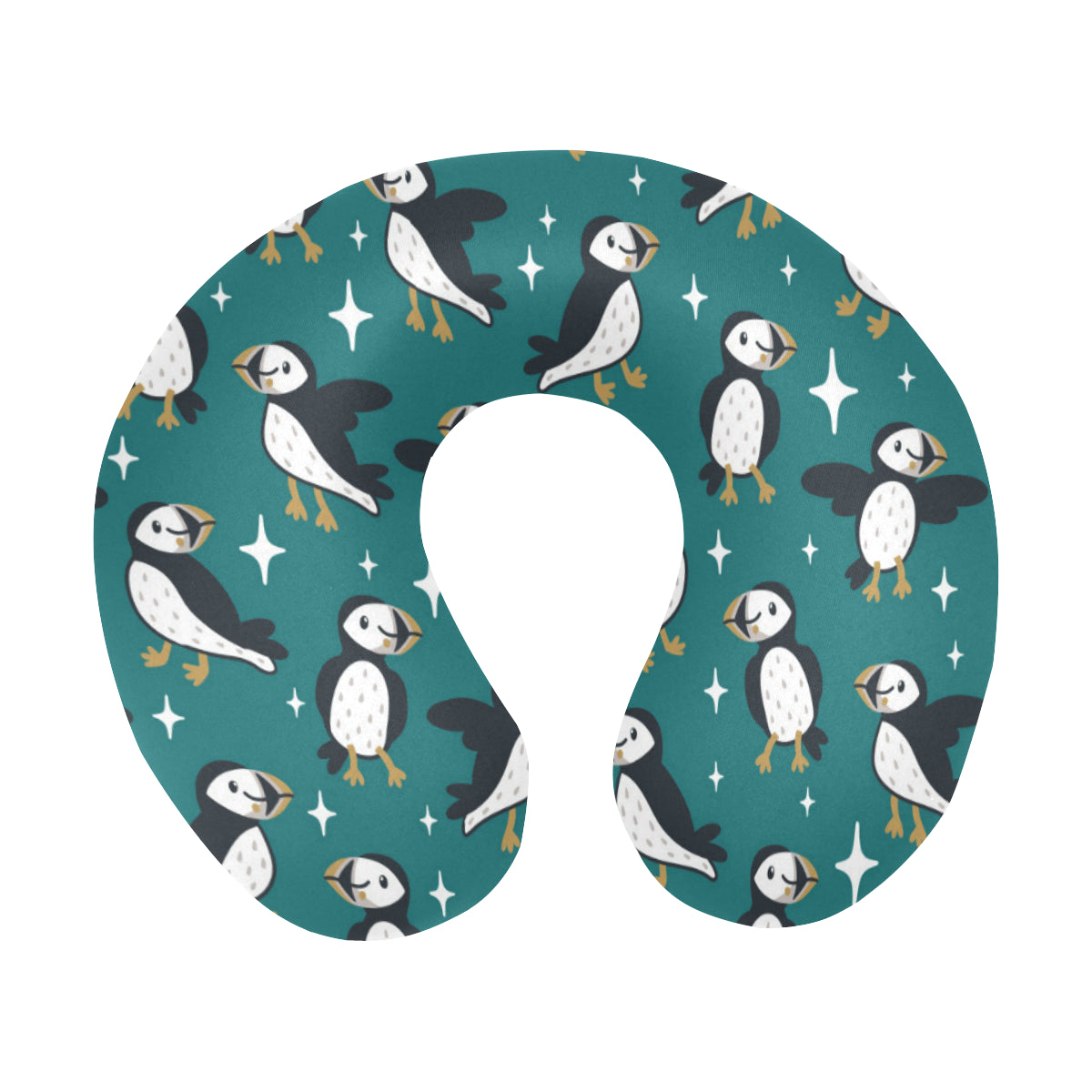 Puffin Pattern Print Design A05 U-Shaped Travel Neck Pillow