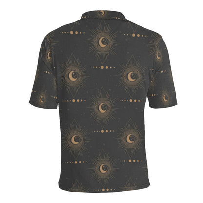 Moon Boho Pattern Print Design 02 Men Polo Shirt