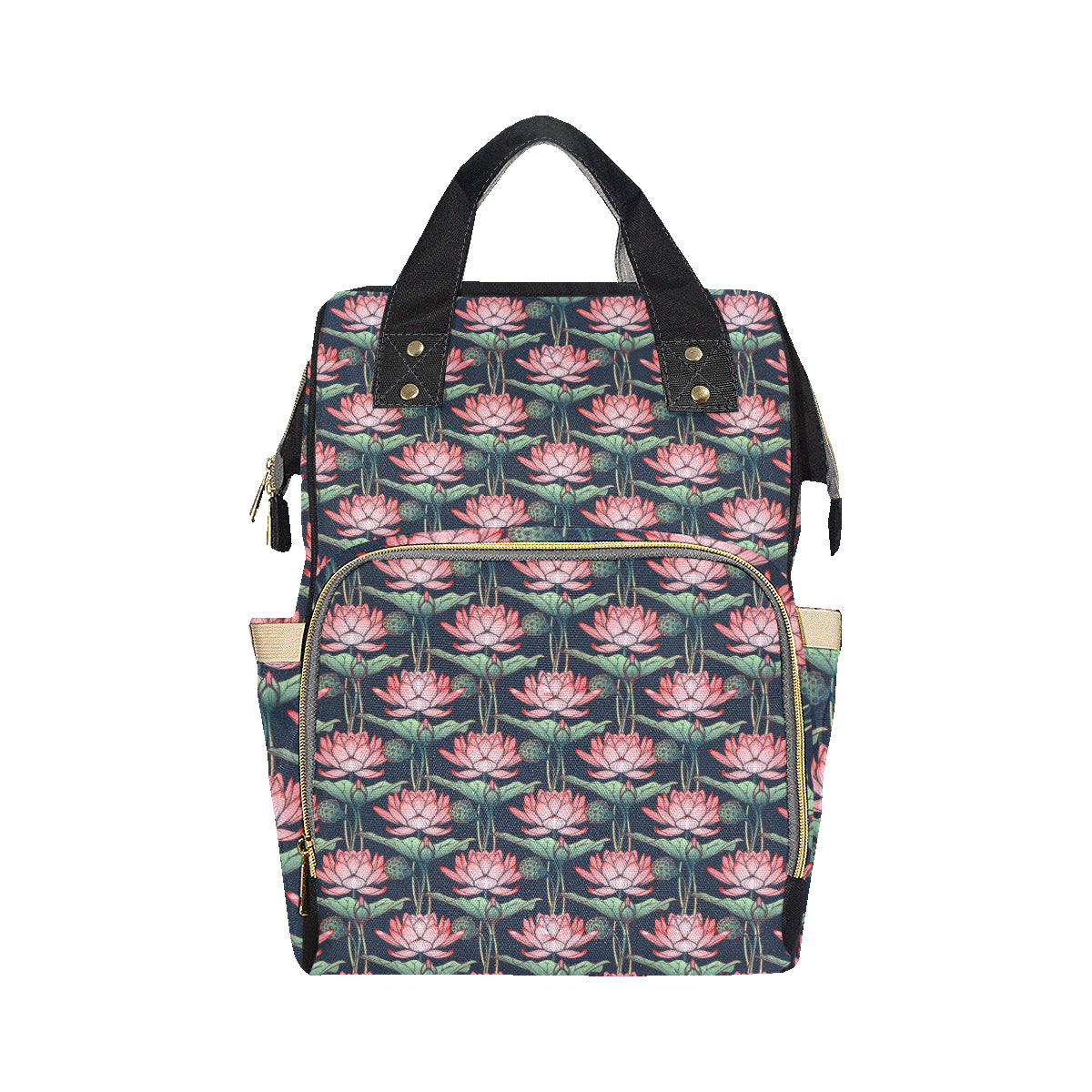 Water Lily Pattern Print Design WL03 Diaper Bag Backpack