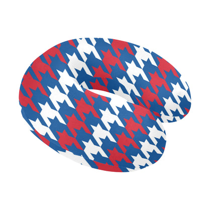 Patriotic Houndstooth Pattern Print Design A02 U-Shaped Travel Neck Pillow