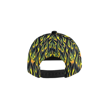 Flame Fire Yellow Pattern Snapback Cap