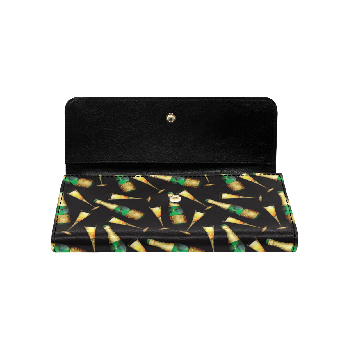 Champagne Pattern Print Design 02 Women's Trifold Wallet