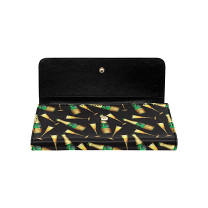 Champagne Pattern Print Design 02 Women's Trifold Wallet