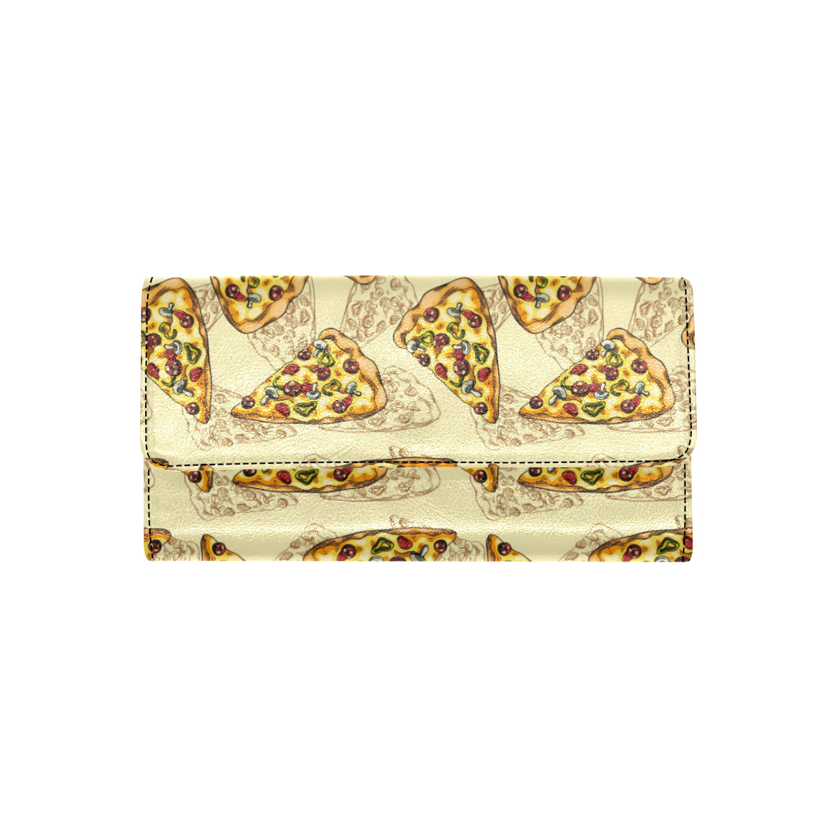 Pizza Pattern Print Design A01 Women's Trifold Wallet