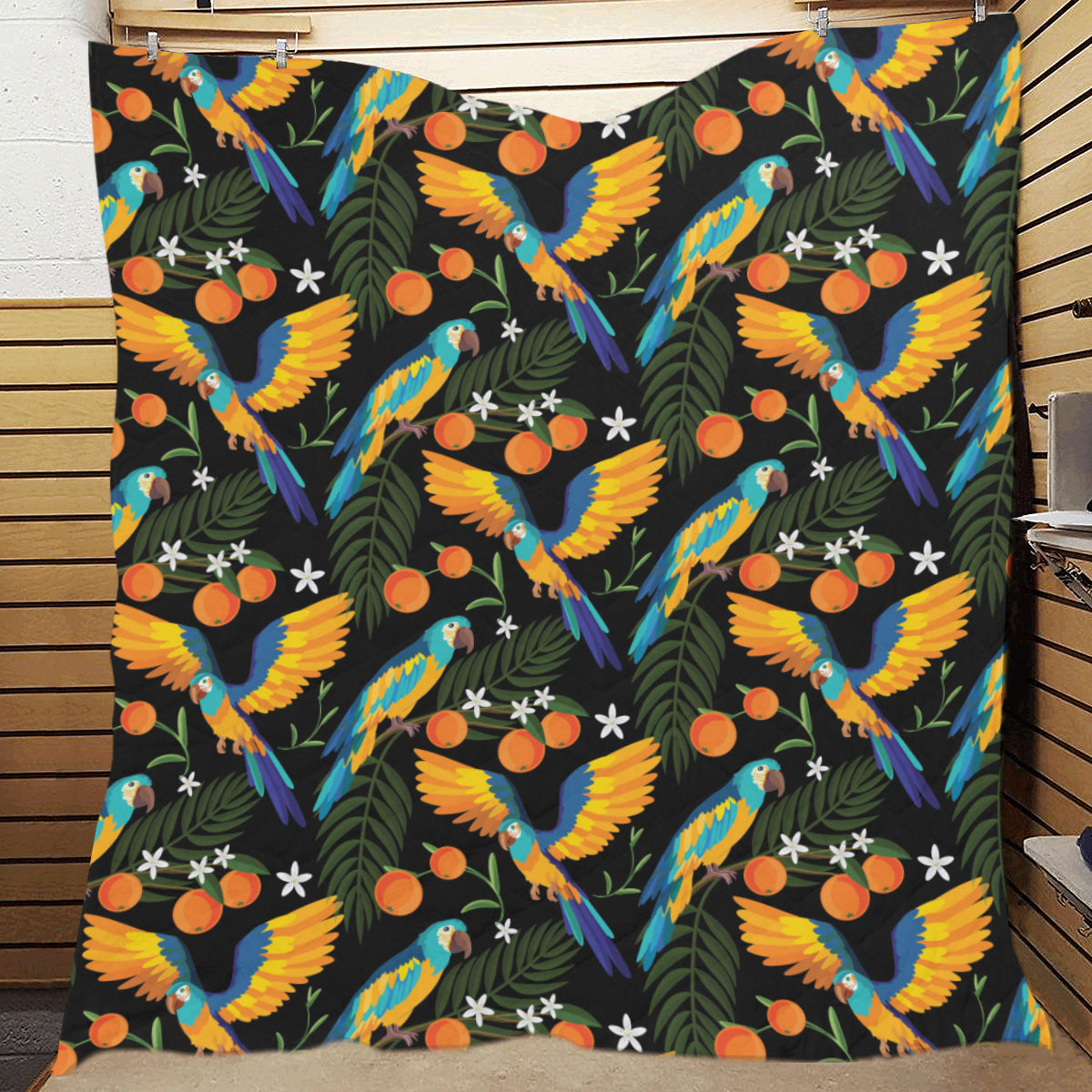 Macaw Pattern Print Design 03 Premium Quilt